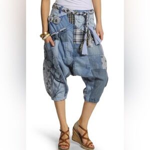 DESIGUAL - CHRISTIAN LACROIX - DESIGNER DENIM PATCHWORK HAREM PANTS - VINTAGE
